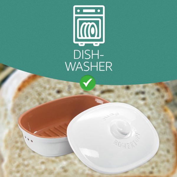 Römertopf Oval Ceramic Bread Freshness Pot_4 Römertopf Oval Ceramic Bread Freshness Pot - 15.7"x11"x7.8" - White