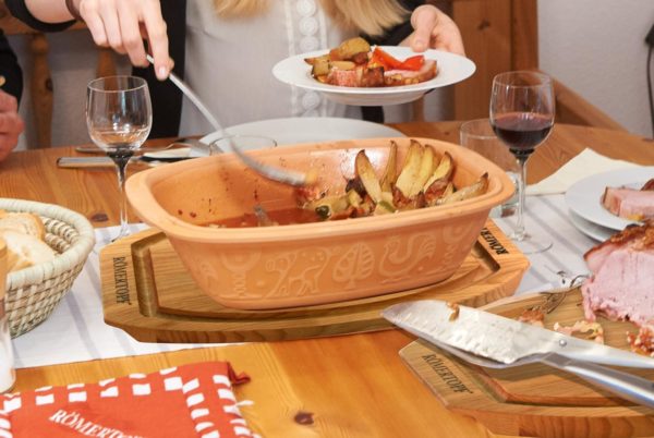 Romertopf With Juice Grooves, Made in USA Wooden Cutting Board