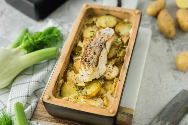 Pollock with Fennel, Potatoes and Cream Sauce