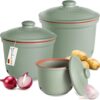 Freshness Storage Potato Onion Garlic Clay Pot Set of 3 with Lids